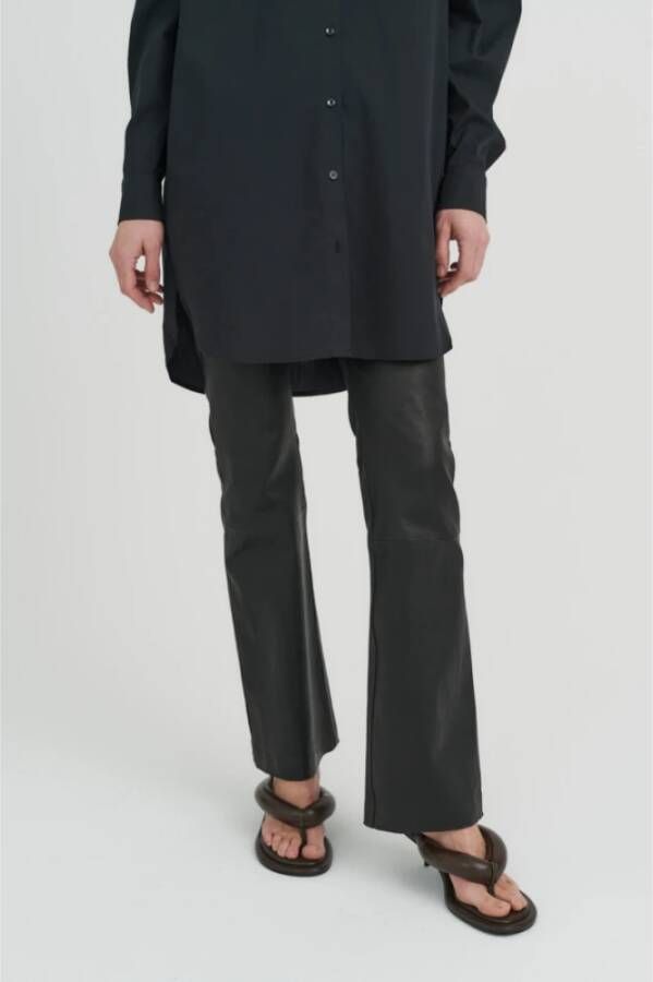 InWear Leren broek Zwarte leren broek Zwart Dames