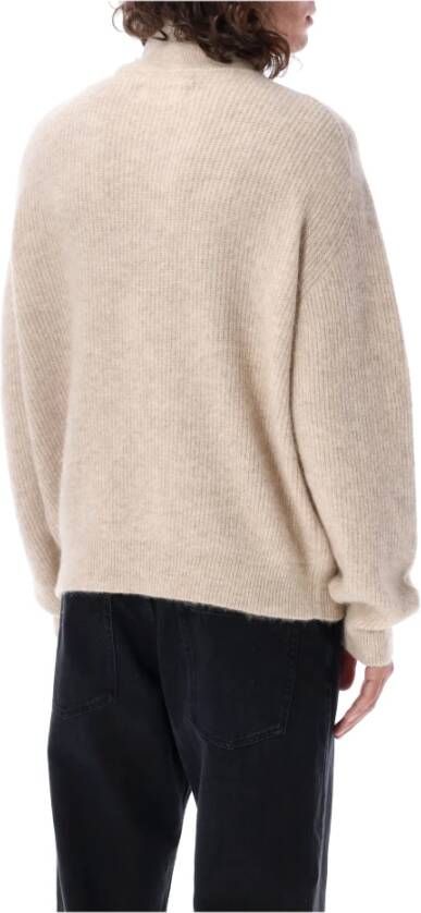 Isabel marant Heren Trui met Hoge Kraag en Kabelbreisel Beige Heren