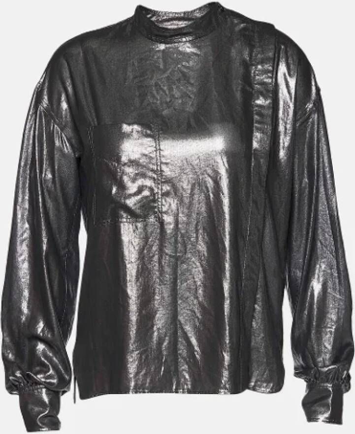 Isabel Marant Pre-owned Zilveren Polyester Asymmetrische Knopen Top Grijs Dames