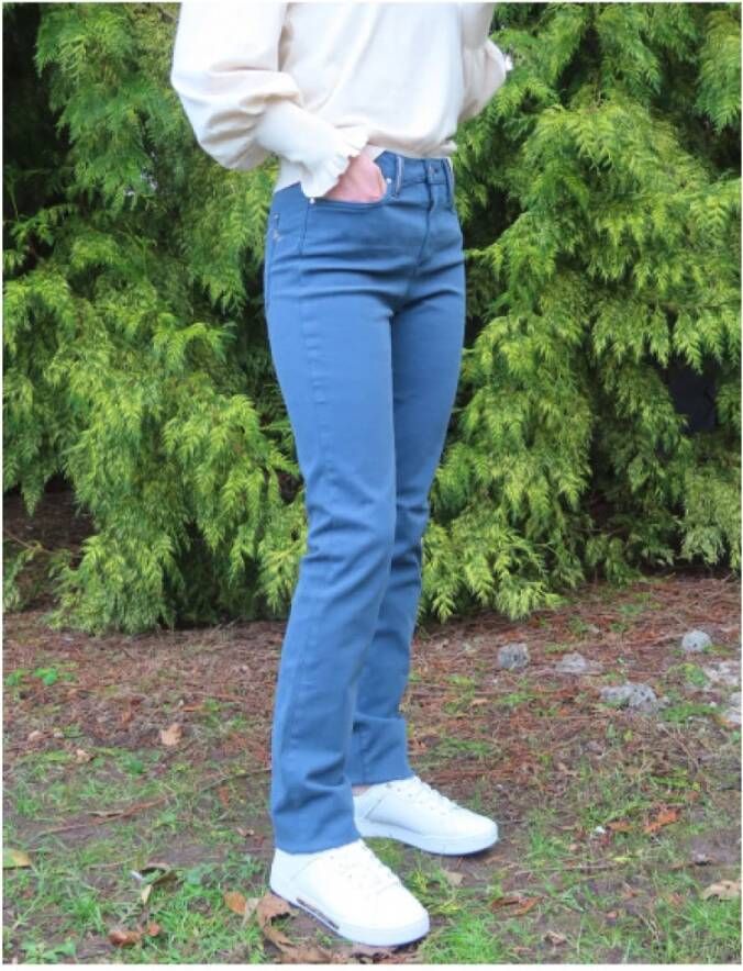 Islow Malo Slim Hoge Taille Katoenen Broek Blue Dames
