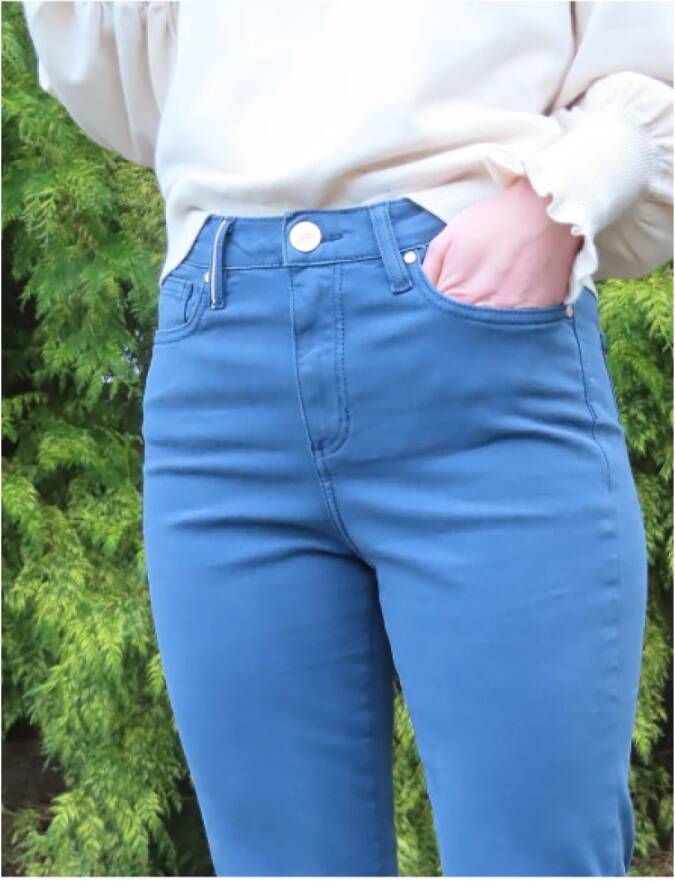 Islow Malo Slim Hoge Taille Katoenen Broek Blue Dames