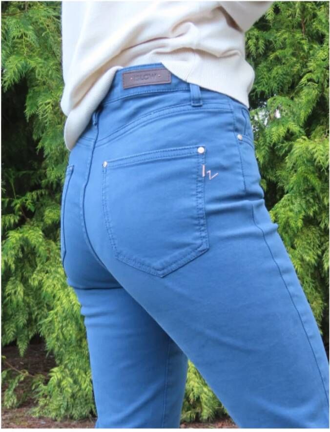 Islow Malo Slim Hoge Taille Katoenen Broek Blue Dames