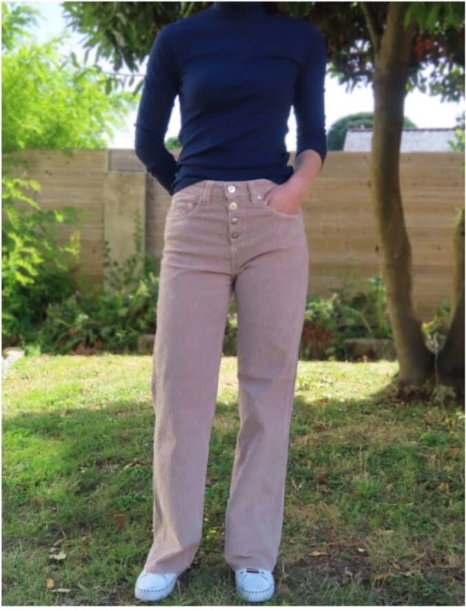 Islow Manon Wijde Broek met Knoopsluiting Beige Dames