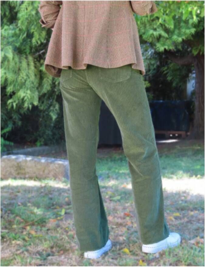 Islow Manon Wijde Broek met Knoopsluiting Green Dames