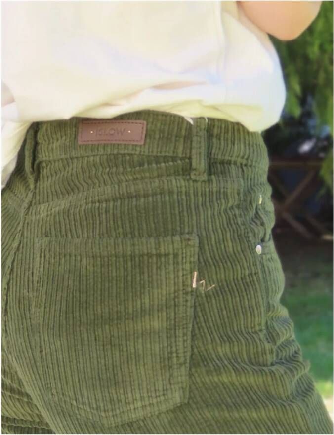 Islow Manon Wijde Broek met Knoopsluiting Green Dames