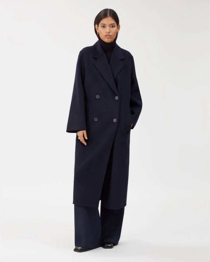 IVY OAK Oversized Wollen Jas Blauw Dames