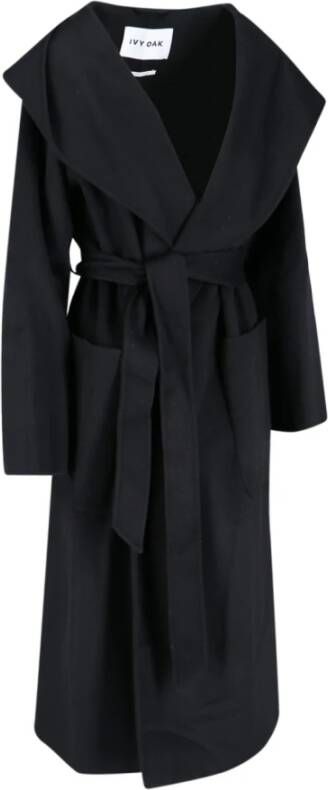 IVY OAK Zwarte Jas met Cappotto Stijl Zwart Dames