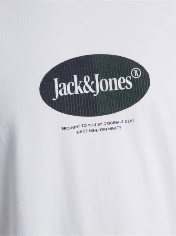 jack & jones T-shirt Jack Jones Crew Jordalston Branding Wit Heren