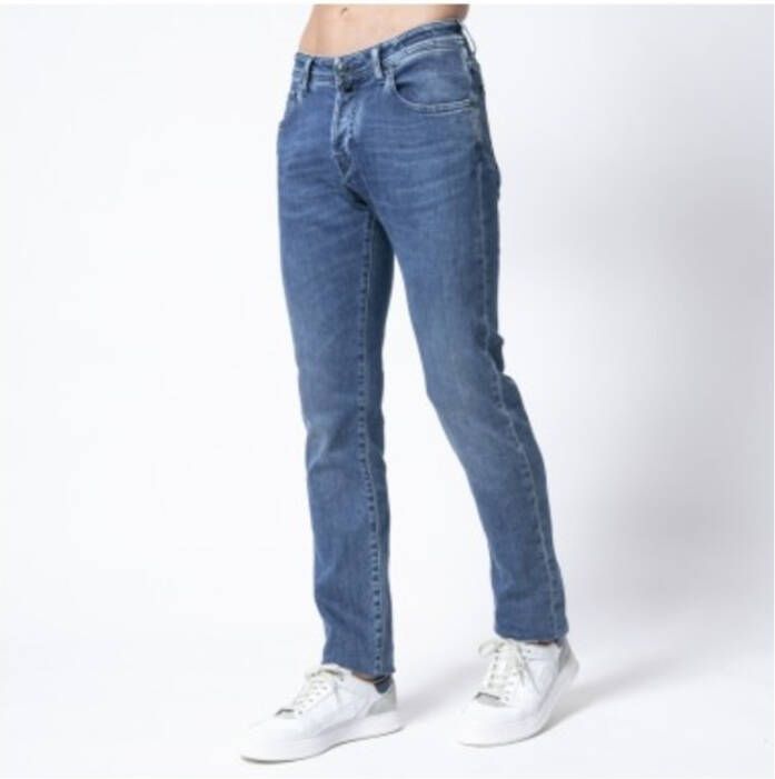 Jacob Cohën Slim Fit Blauwe Vloeibare Jeans Model Nick Blauw Heren