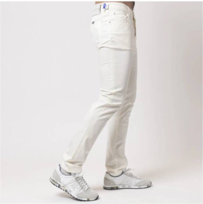 Jacob Cohën Katoenen Canvas Off-White Jeans Wit Heren