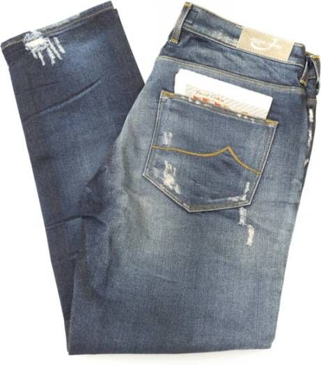 Jacob Cohën Logo Geborduurde Ripped Jeans Blauw Dames