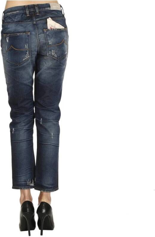 Jacob Cohën Regular Fit Jeans met Gebruikt Effect en Scheuren Gemaakt in Italië Blauw Dames