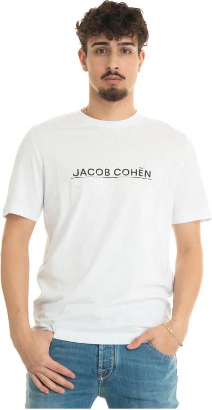 Jacob Cohën Maxi Logo Katoenen Tee Wit Heren