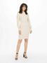 Jacqueline de Yong Beige Gebreide Midi Jurk met Hoge Hals en Volumineuze Mouwen Beige Dames - Thumbnail 4