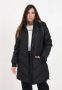Jacqueline de Yong Zwarte gewatteerde jas met capuchon en diagonale stiksels Black Dames - Thumbnail 5