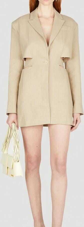 Jacquemus Bari Linnen Jurk Beige Dames
