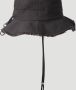 Jacquemus Zwarte Katoenen Bucket Hoed met Ruwe Randen en Trekkoord Black Unisex - Thumbnail 3