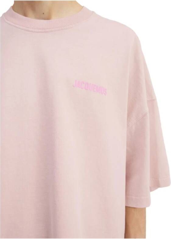 Jacquemus Korte Mouw Roze Katoenen T-Shirt Roze Heren