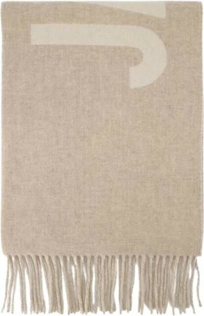 Jacquemus Lécharpe Fringe Logo Scarf Beige Dames