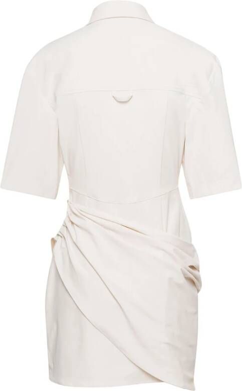 Jacquemus Witte Gedrapeerde Overhemdjurk Wit Dames