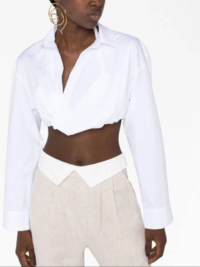 Jacquemus Witte Shirt met Twist Detail Wit Dames
