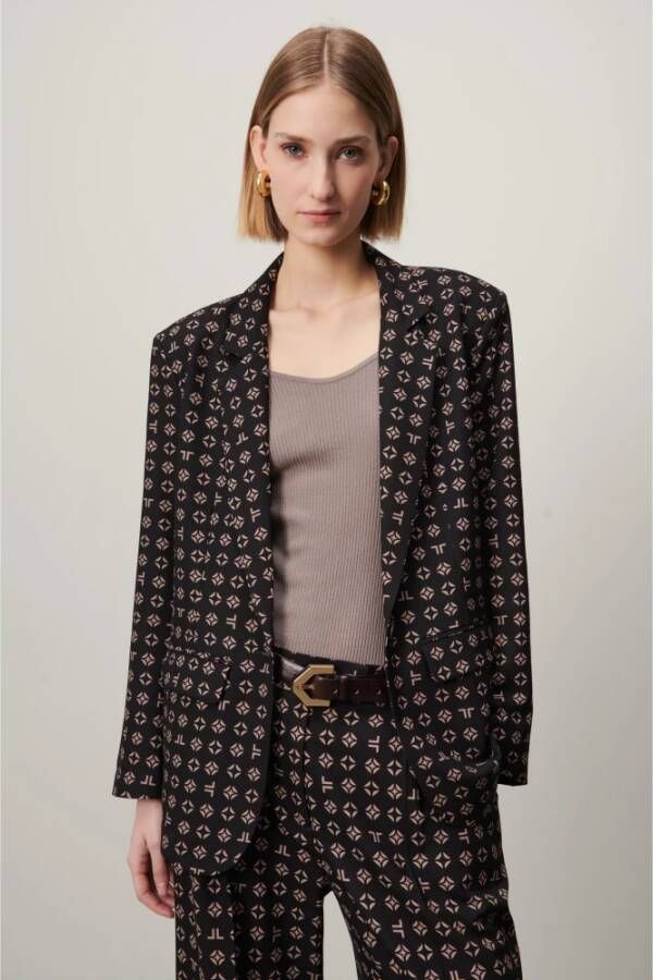 Jane Lushka Lima Blazer-F | Zwart Beige Multicolor Dames