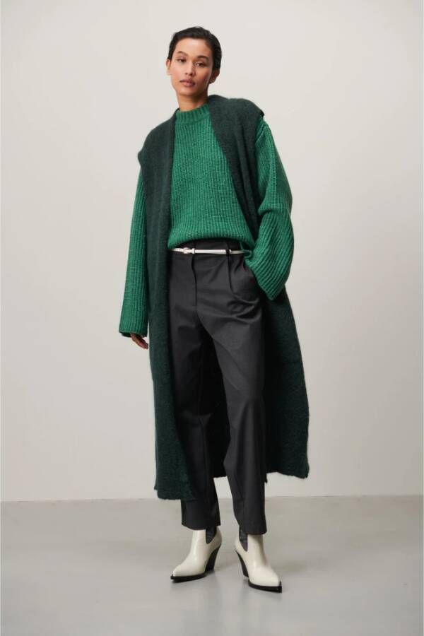 Jane Lushka Luxe Groene Mohair en Wol Mouwloze Cardigan Green Dames