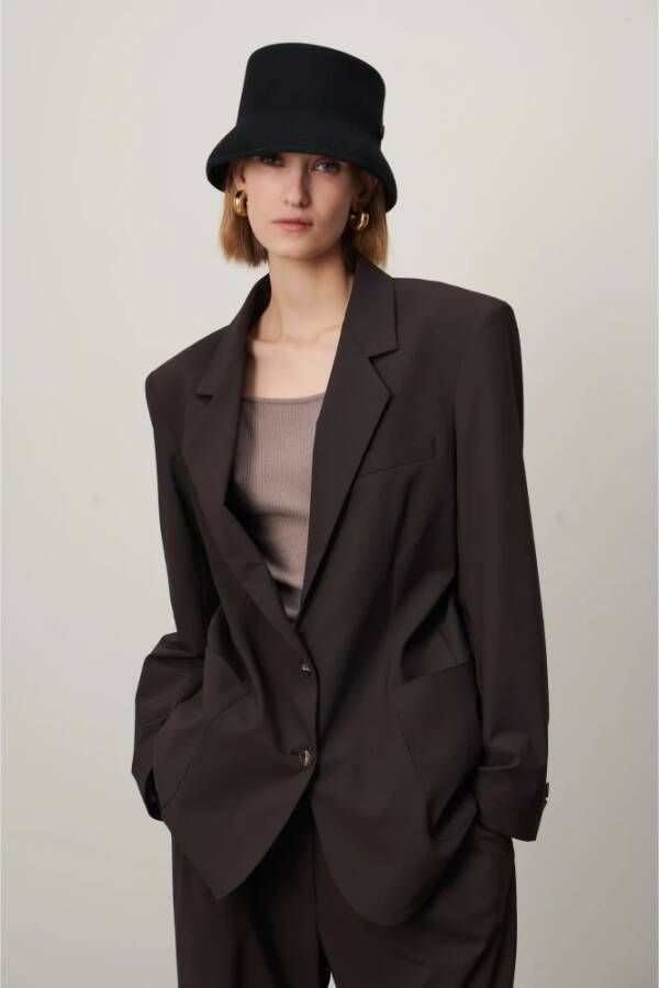 Jane Lushka Oversized Blazer in Donkerbruin Brown Dames