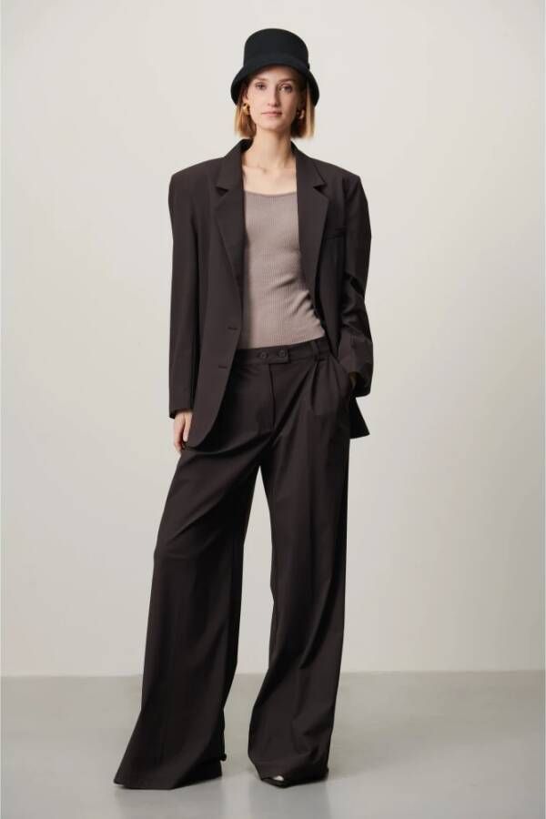 Jane Lushka Oversized Blazer in Donkerbruin Brown Dames