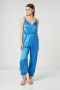Jijil Lange Satijnen Blauwe Jumpsuit met Dunne Bandjes Blauw Dames - Thumbnail 2