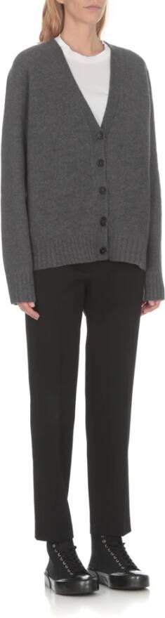Jil Sander Grijze Wollen Vest met V-Hals Grijs Dames