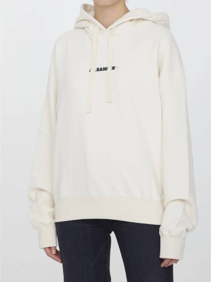 Jil Sander Crèmekleurige katoenen hoodie met logo Beige Dames