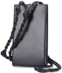 Jil Sander Zwarte leren telefoonhoes met schouderband Zwart Dames