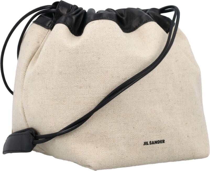 Jil Sander Natuurlijke Trekkoord Crossbody Tas Beige Dames