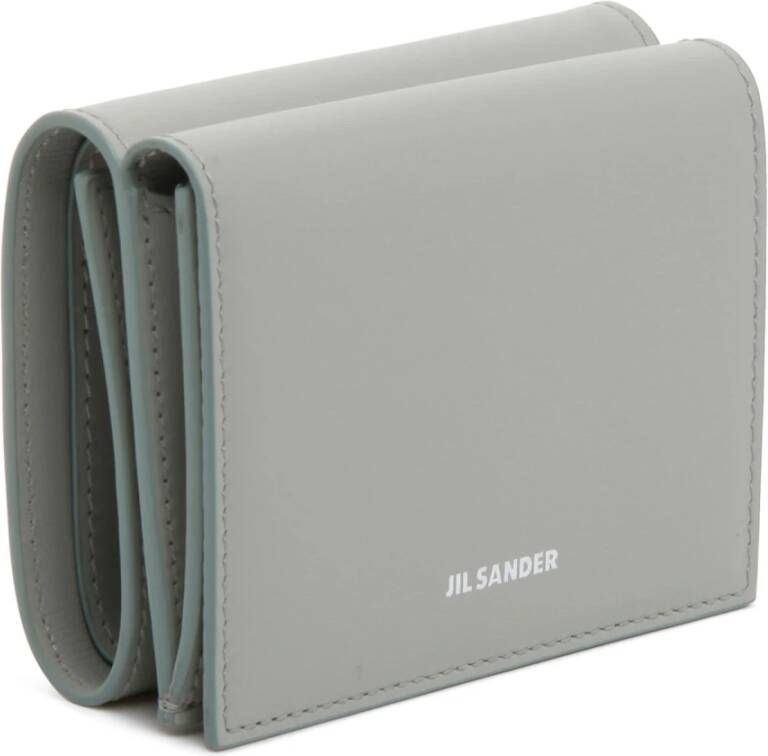 Jil Sander Sea Foam Kalfsleren Kaarthouder Grijs Dames
