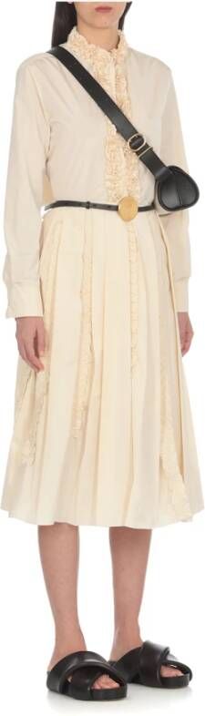 Jil Sander Witte damesoverhemd met Koreaanse kraag Beige Dames