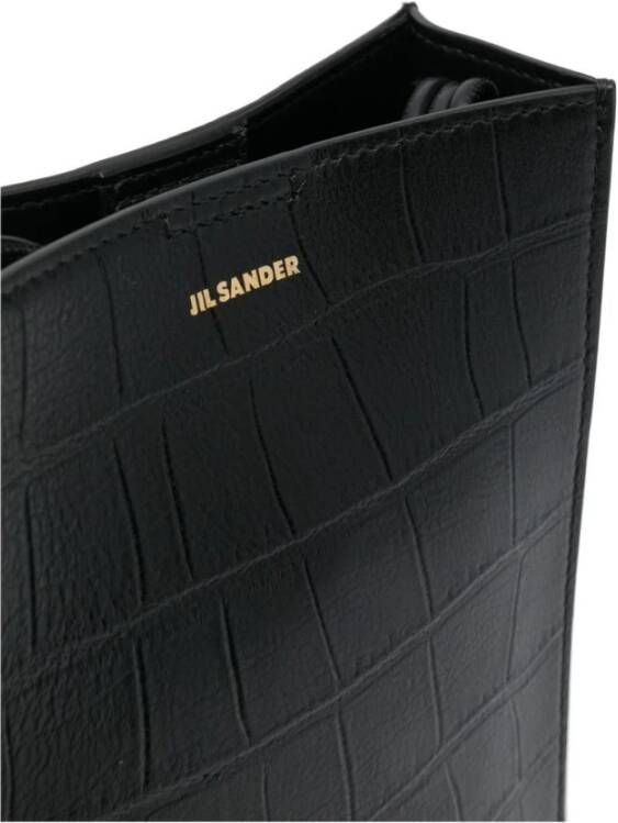 Jil Sander Tangle Leren Crossbody Tas Zwart Dames