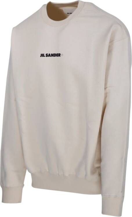 Jil Sander Upgrade je casual garderobe met het Dune Logo Sweatshirt Wit Heren