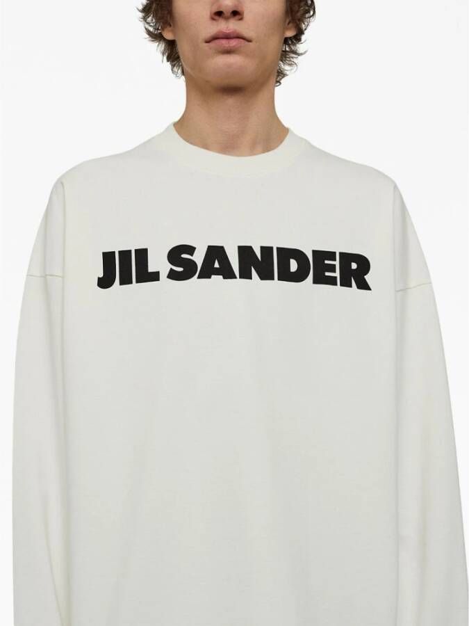 Jil Sander Logo Print Longsleeve T-shirt Wit Heren