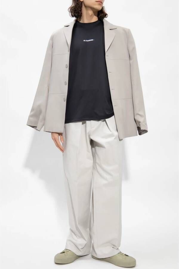 Jil Sander T-shirt met logo Zwart Heren