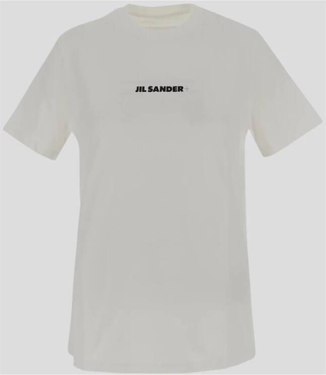 Jil Sander Porselein Logo Print T-Shirt Beige Dames