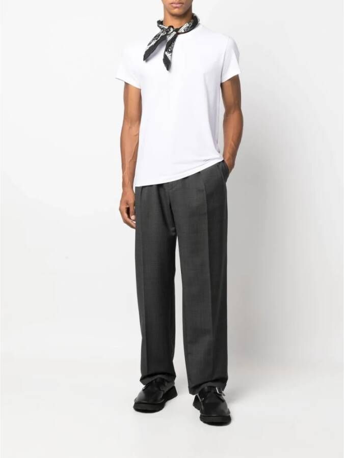 Jil Sander Heren Ribgebreid Katoenen Crew Neck T-shirt Wit Heren