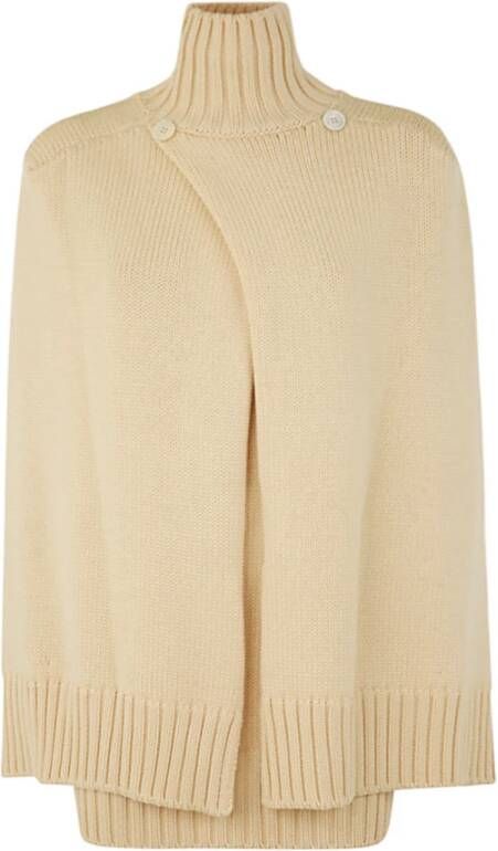 Jil Sander Lichtgele Coltrui Sweater Beige Dames