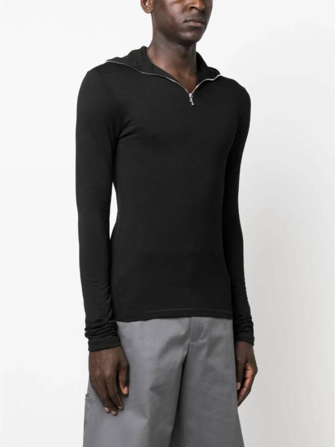 Jil Sander Zwarte Sweater met Logo Print en Ritssluiting voor Heren Zwart Heren