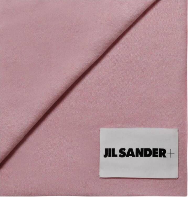 Jil Sander Roze Cashmere Logo Patch Sjaal Roze Dames