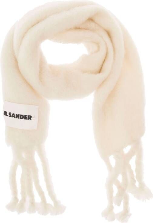 Jil Sander Luxe Mohair Blend Winter Sjaal Wit Dames
