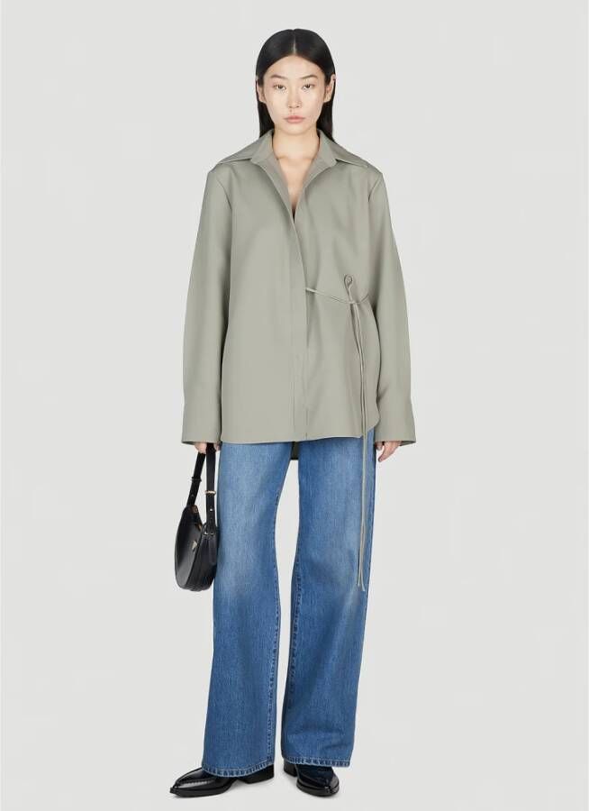 Jil Sander Wol-Cady Zelfstrik Overhemd Groen Dames