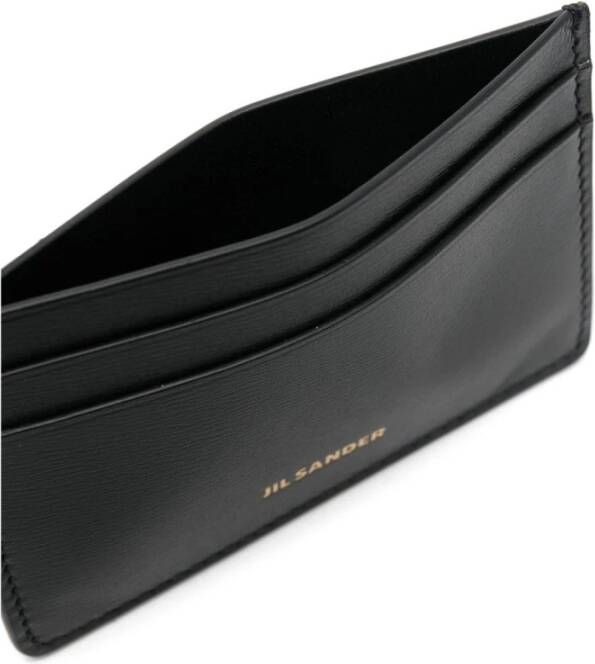 Jil Sander Zwarte Leren Logo Kaarthouder Zwart Dames