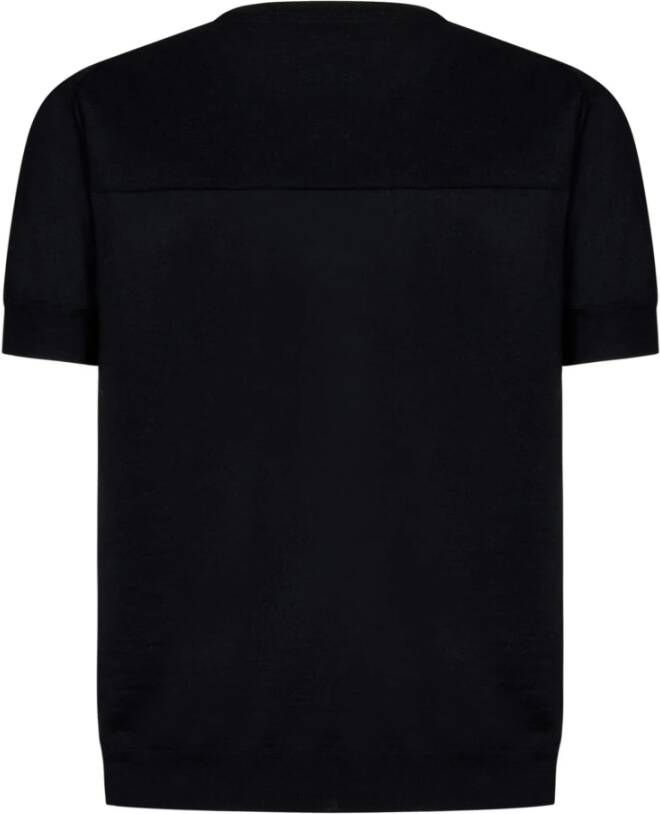 Jil Sander Zwarte Merino Wol Truien met Korte Mouwen Zwart Heren