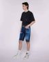 John Richmond Verweerde Denim Bermuda Shorts Blauw Heren - Thumbnail 2